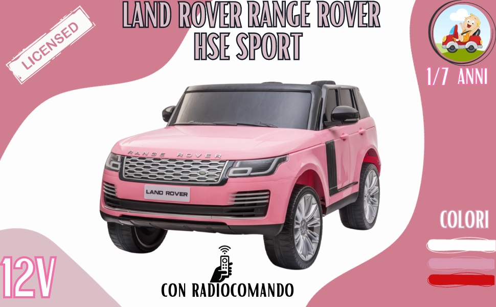 Macchina Elettrica per Bambini Range Rover Rossa Macchinina 12V 2 Posti