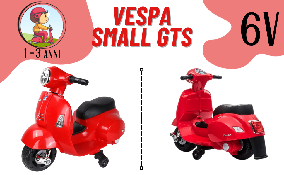 Moto Scooter Elettrico per Bambini Piaggio Mini Vespa PX Small 6V